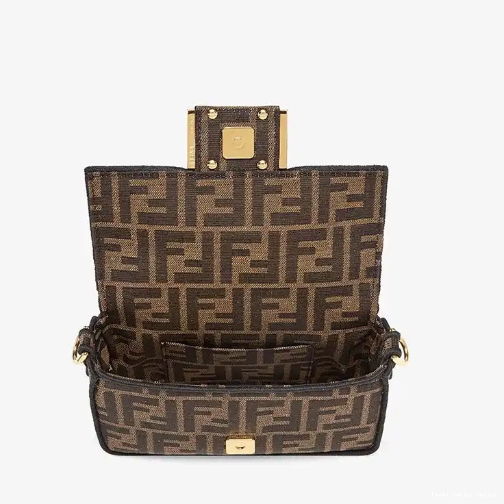 Affordable FF Fabric In Brown Baguette Mini Fendi Bag Motif 0618
